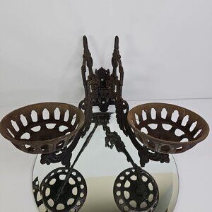 Antique Dual Arm Wall Mount Oil Lamp Holder Cast Iron Sconce Swing Bracket USA